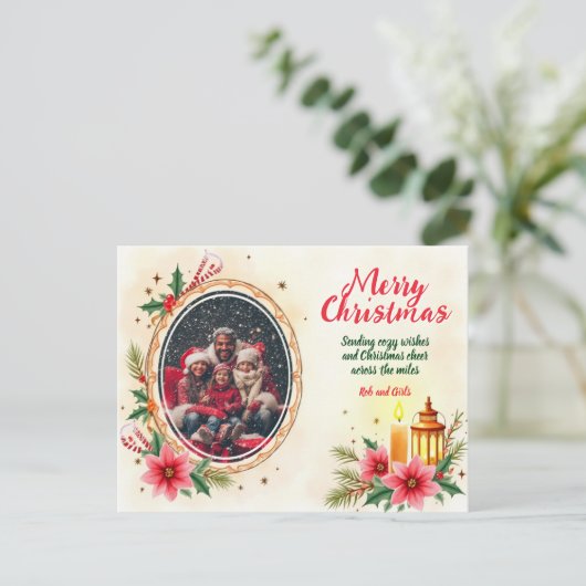 With own photo Holly & Hearth Feestdagenkaart (Staand voorkant)