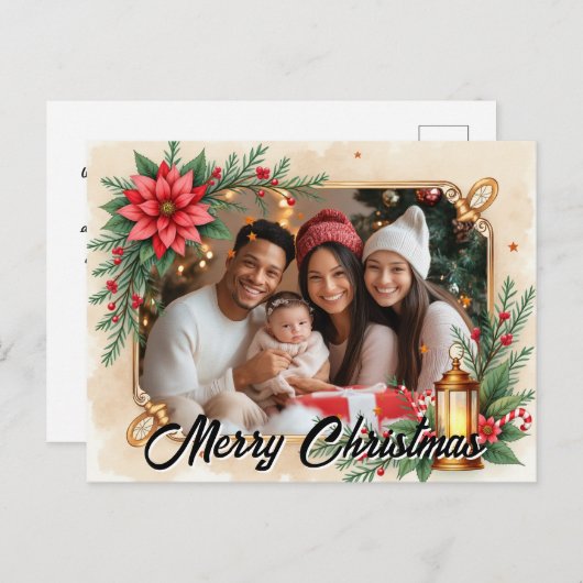 With own photo Lantern & Laughter Feestdagenkaart (Voorkant / Achterkant)