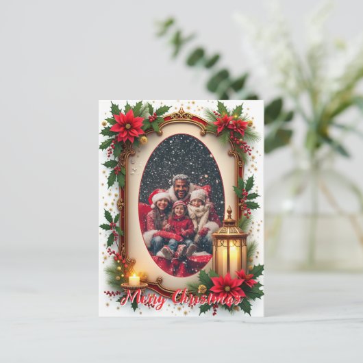 With own photo Snowy Sentiments Feestdagenkaart (Staand voorkant)