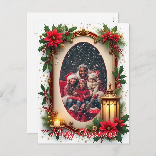 With own photo Snowy Sentiments Feestdagenkaart (Voorkant / Achterkant)