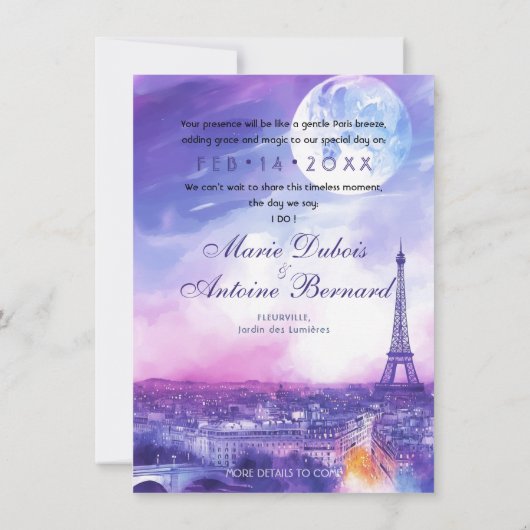 With photo Amour Éternel Eiffel Embrace Save The Date (Achterkant)