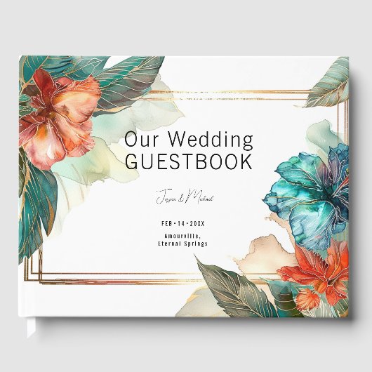 With photo teal Hibiscus Serenade Paradise Gastenboek (Voorkant)