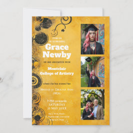 🎓With QR Artistic Flourish Graduation Kaart