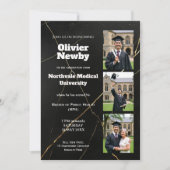 🎓With QR Black Luxury Marble Graduation Party Kaart (Voorkant)