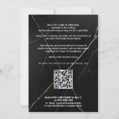 🎓With QR Black Luxury Marble Graduation Party Kaart (Achterkant)