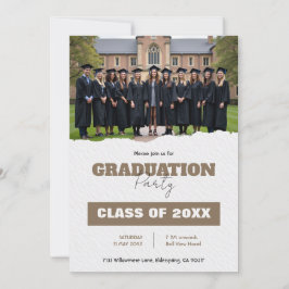 🎓With QR code Class Year Photo Grad Party Invite Kaart