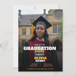 🎓With QR code Modern Grad Party Kaart