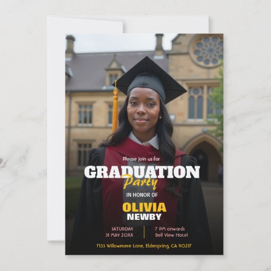 🎓With QR code Modern Grad Party Kaart (Voorkant)