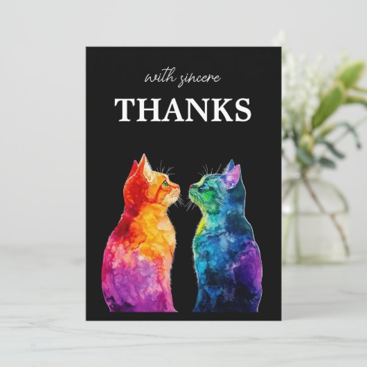 With Sincere Thanks Purrfectly Yours: Purrfectly Bedankkaart (Staand voorkant)