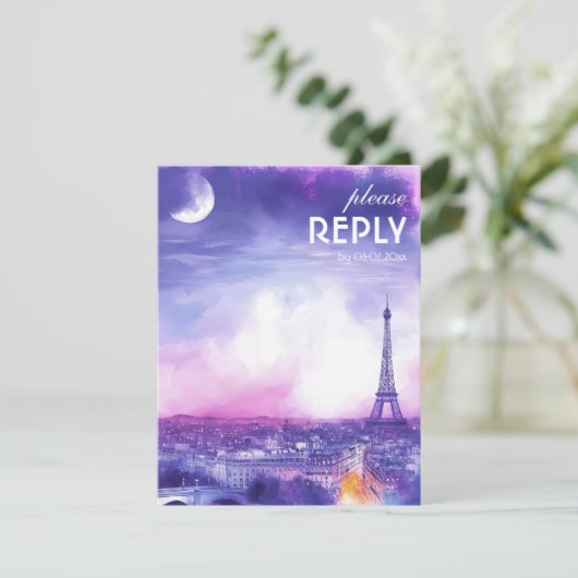 With Song Request Amour Éternel RSVP Card  (Staand voorkant)