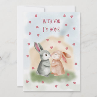 With You I’m Home Cute Bunny Feestdagenkaart