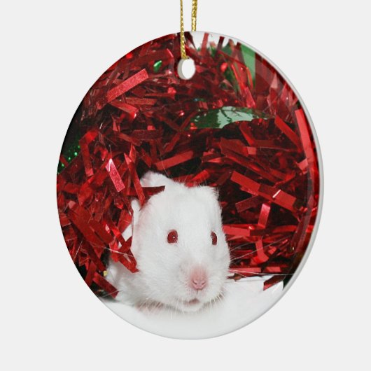 Withamster kerst keramisch ornament (Links)