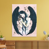 Wither Gothic Angel Verval Roze Verpakt Canvas (Insitu (Woonkamer))
