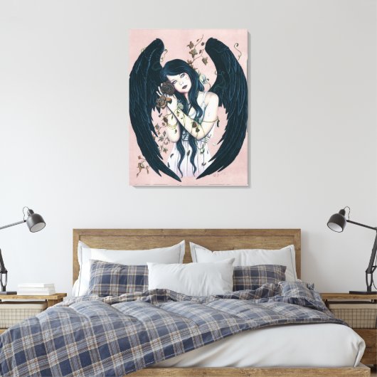 Wither Gothic Angel Verval Roze Verpakt Canvas (Insitu (Slaapkamer))