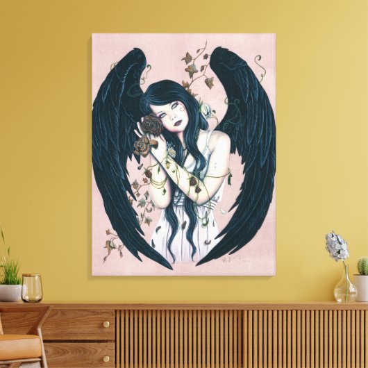 Wither Gothic Angel Verval Roze Verpakt Canvas Afdruk (Insitu (Woonkamer))