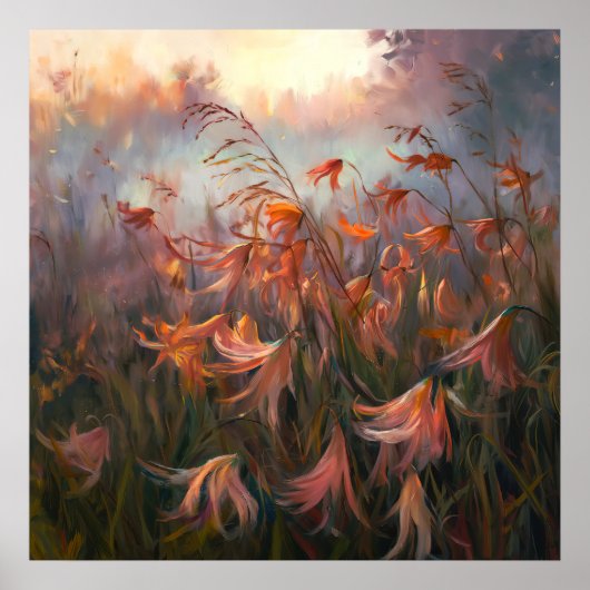 Withering Field - Painterly Style Bloemenkunst Poster (Voorkant)