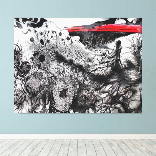 Withering Fields of the Crimson Dusk Canvas Afdruk (Insitu (Houten vloer))