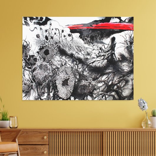 Withering Fields of the Crimson Dusk Canvas Afdruk (Insitu (Woonkamer))