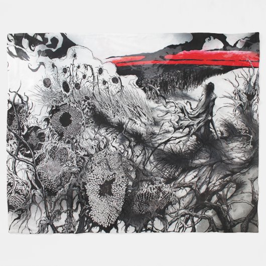 Withering Fields of the Crimson Dusk Fleece Deken (Voorkant (Horizontaal))