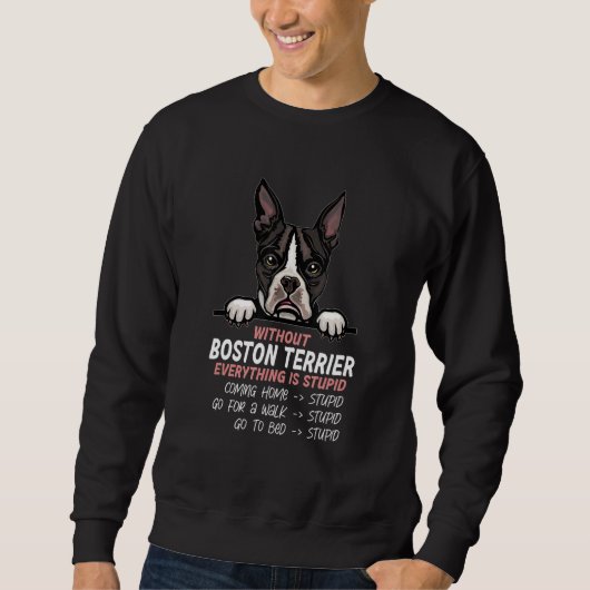 without Boston Terrier dog everything is stupid Trui (Voorkant)