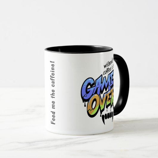 Without Coffee It’s Game Over – Graffiti Style Mug Mok (Voorkant rechts)