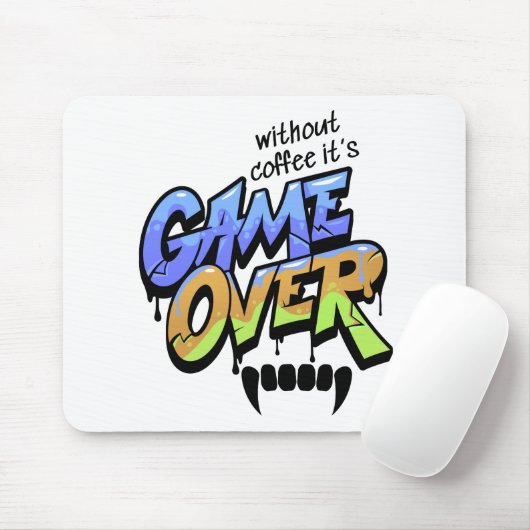 Without Coffee It's Game Over Graffiti Mouse Pad Muismat (Met muis)