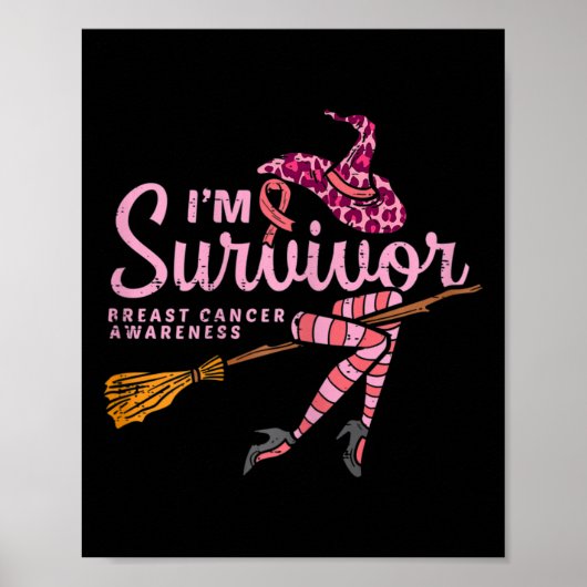Witje Im a Survivor Halloween Breast Cancer Awaren Poster (Voorkant)