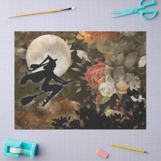 Witje in Halloween Moon Flowers Decoupage Tissuepapier (Craft)