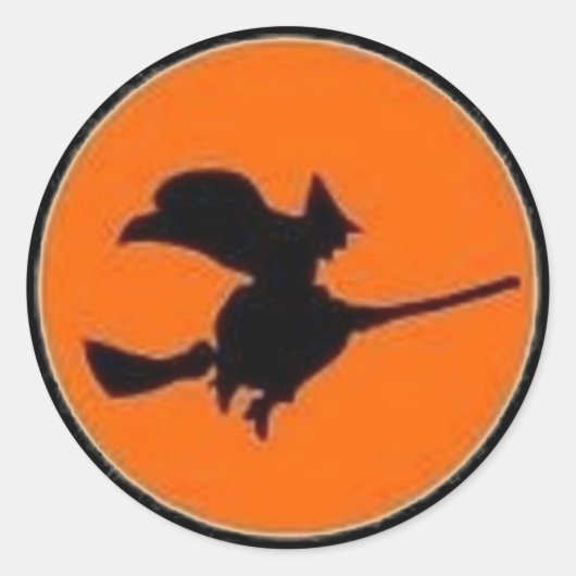 Witje in Oranje maan - Halloween Sticker (Voorkant)