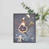 Witje met Clown en Spider Webs  Halloween Briefkaart (Staand voorkant)