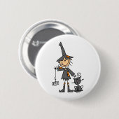 Witje met zwarte kat ronde button 5,7 cm (Voorkant /achterkant)