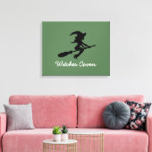 Witje op Broomstick Canvas Afdrukken (Insitu (Woonkamer))