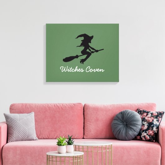 Witje op Broomstick Canvas Afdrukken (Insitu (Woonkamer))