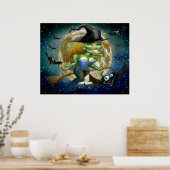 Witje op Broomstick Poster (Keuken)