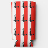 Witje op rode en witte strepen seltzer blikjeskoeler (Voorkant)