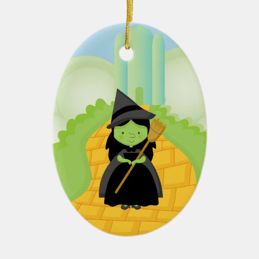 Witje op Yellow Brick Road met kerstversiering Keramisch Ornament (Voorkant)