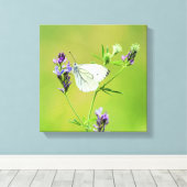 Witje vlinder canvas afdruk (Insitu (Houten vloer))