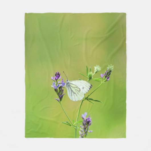 Witje vlinder fleece deken (Voorkant)