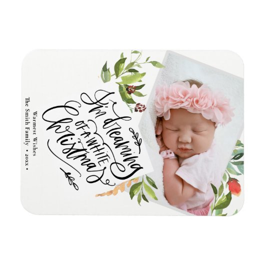 Witkerst | Waterverf Foliage Christams Magneet (Horizontaal)