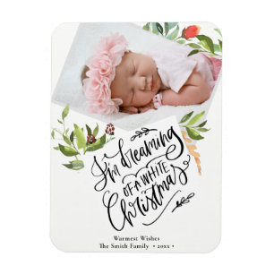 Witkerst Waterverf Foliage Christams Magneet
