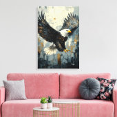 Witkopzeearend in vlucht: Dynamische Impasto-kunst Canvas Afdruk (Insitu (Woonkamer))