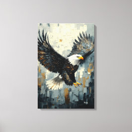 Witkopzeearend in vlucht: Dynamische Impasto-kunst Canvas Afdruk