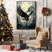 Witkopzeearend in vlucht: Dynamische Impasto-kunst Canvas Afdruk