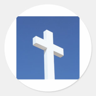 Witkruis Ronde Sticker