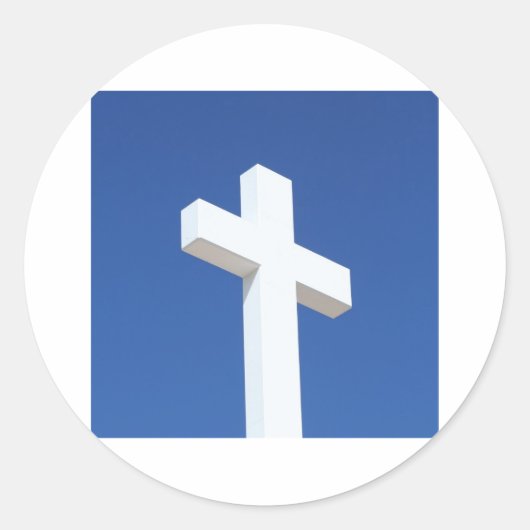 Witkruis Ronde Sticker (Voorkant)