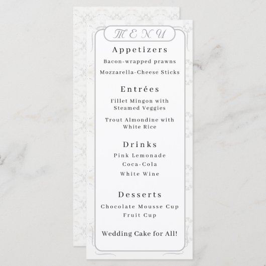 witlace Wedding Menu (Voorkant / Achterkant)