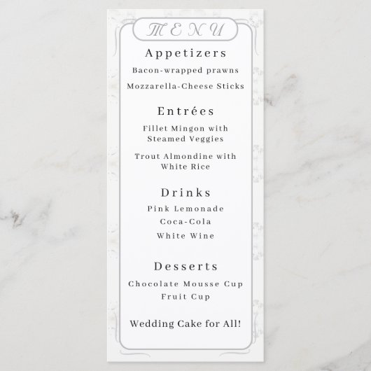 witlace Wedding Menu (Voorkant)