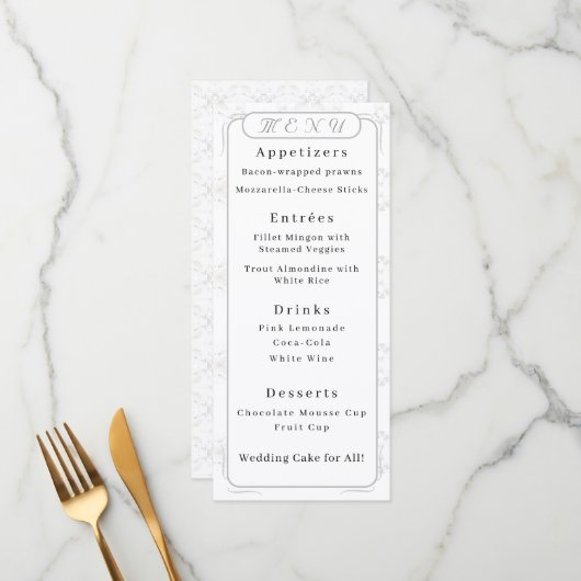 witlace Wedding Menu (Voorkant / Achterkant in situ)