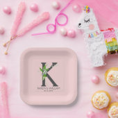 Witlly bouquet floral monogram papieren bordje (Feest)