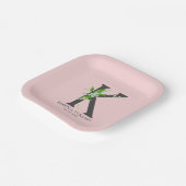 Witlly bouquet floral monogram papieren bordje (Gebogen)